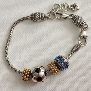 Brighton soccer jeweled spacers Mixed Metals‎ Blue charm bracelet